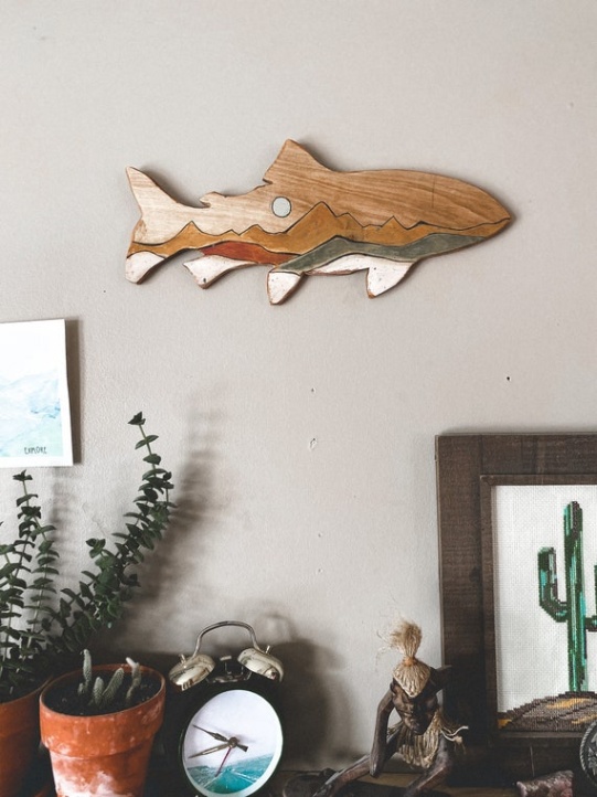fish wall art Niche Utama 2 Painted wooden fish wall hanging, fishing decor, mountain art fish wall art Niche Utama 2 Painted wooden fish wall hanging, fishing decor, mountain art