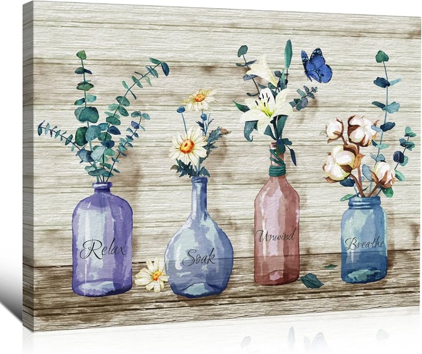 farmhouse art Niche Utama 2 PAMECENES Botanical Flower Farmhouse Wall Decor Glass Art Flower farmhouse art Niche Utama 2 PAMECENES Botanical Flower Farmhouse Wall Decor Glass Art Flower